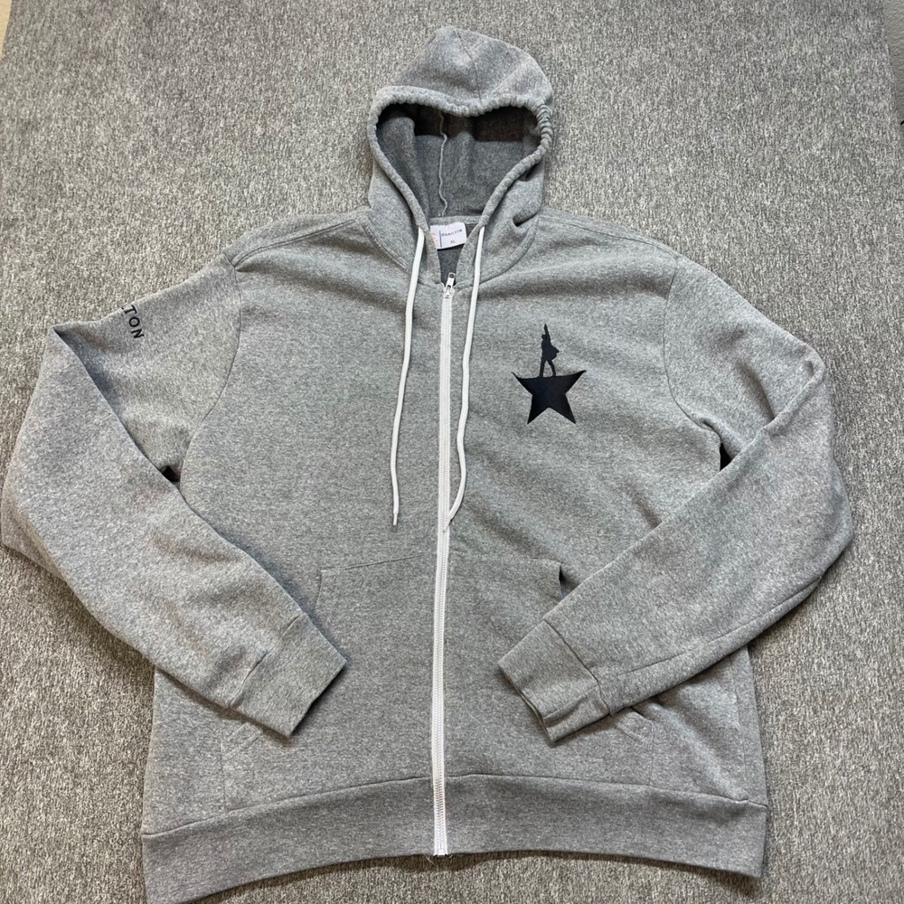 Hamilton Musical Official Zip Up Hoodie Gray Mens XL Creative Goods Broadway